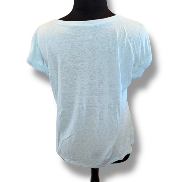 TALBOTS DROP SHOULDER V-NECK TEE - Plus 1X Seaside Blue - Picture 4 of 12